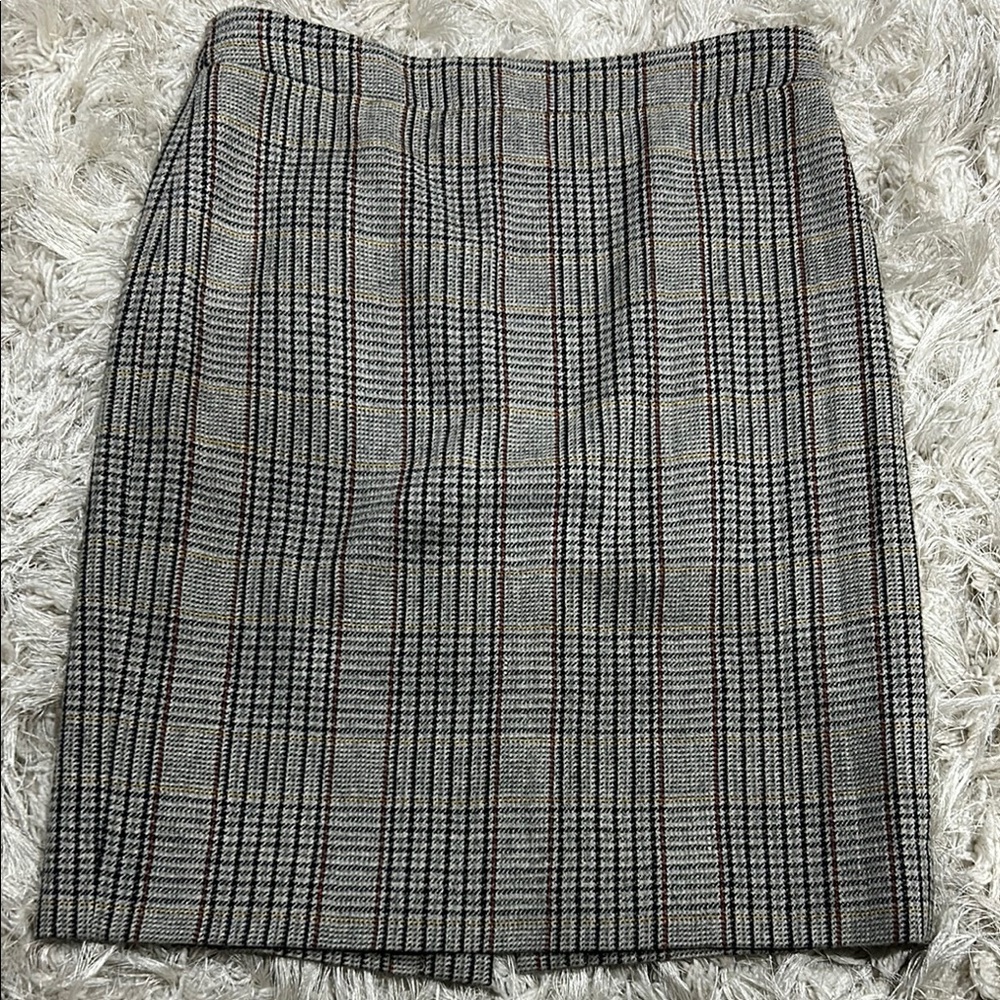 J.Crew Plaid Black and Gray Pencil Skirt for Work Size 4